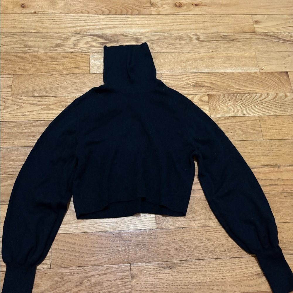 Black Cropped Turtleneck Sweater